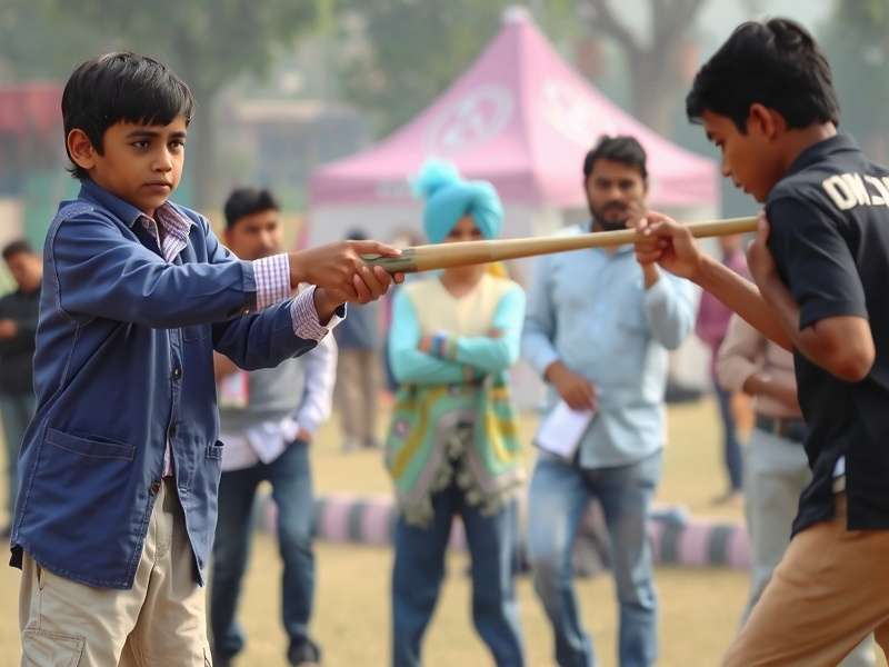 Young Boys Demonstrating the Pull Shot Technique in Super Pull Shot Hero, Rajasthan